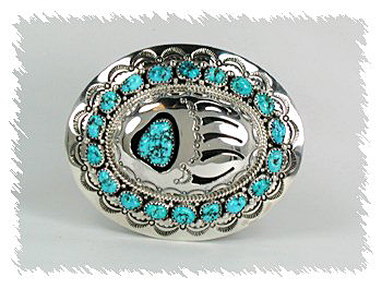 Navajo Sterling Silver Turquoise belt buckle by Ben Begaye