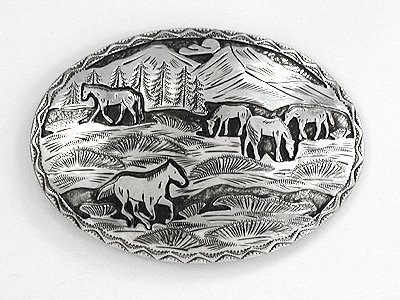 Navajo Sterling Silver Horse belt buckle