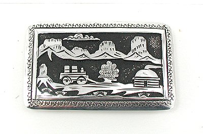 Navajo Sterling silver Storyteller belt buckle
