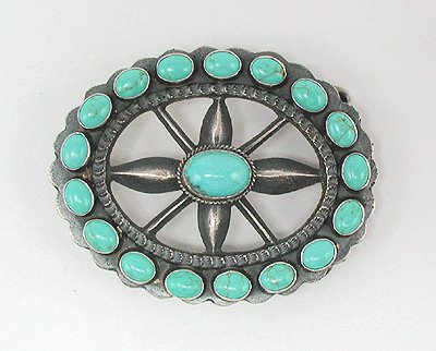 Navajo Sterling Silver Turquoise Turquoise belt buckle 