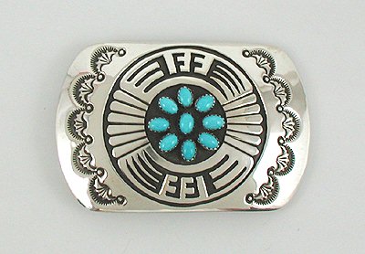 Navajo Sterling Silver Turquoise Turquoise belt buckle 