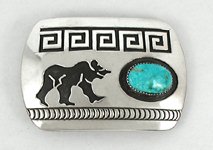 Navajo Sterling silver walking bear belt buckle
