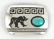 Navajo Sterling silver walking bear belt buckle