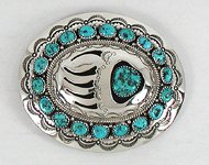 Bear Paw Navajo Sterling Silver Turquoise Belt Buckle