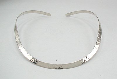Hand made Native American Indian Jewelry; Navajo Sterling Silver hammered collar