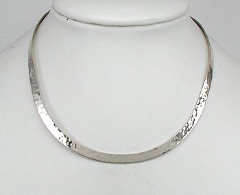 Hand made Native American Indian Jewelry; Navajo Sterling Silver hammered collar