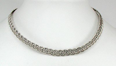 Hand made Native American Indian Jewelry; Navajo Sterling Silver Braided collar