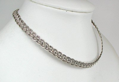 Hand made Native American Indian Jewelry; Navajo Sterling Silver Braided collar