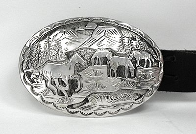 Navajo Sterling Silver Horse belt buckle