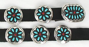 Navajo Sterling Silver turquoise coral concha belt
