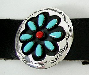 Navajo Sterling Silver turqoise coral concha belt