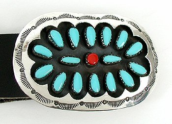 Navajo Sterling Silver turqoise coral concha belt