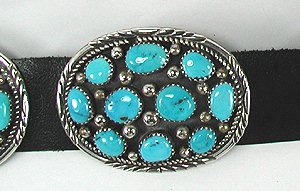 Navajo Sterling Silver turqoise coral concha belt