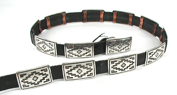 Navajo Sterling Silver overlay concha belt