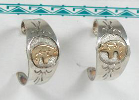 Handmade sterling,silver  Gold Bear Loop post earrings.