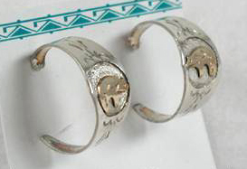 Handmade sterling,silver  Gold Bear Loop post earrings.