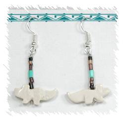 Navajo white marble fox fetish earrings