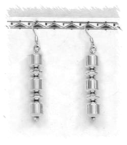 Handmade sterling,silver barrel bead earrings.