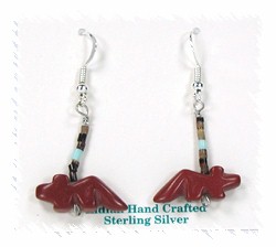 Navajo pipestone wolf fetish earrings