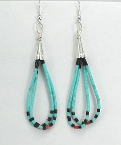 Zuni Catherdral Turquoise and Sterling Silver Earrings