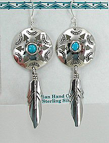 Handmade sterling,silver  Feather Dome Wire earrings.