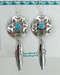 Navajo Onyx and Sterling Silver Earrings