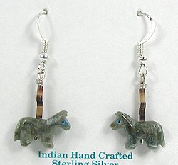 Navajo serpentine horse fetish earrings