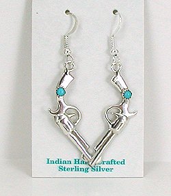 Zuni Catherdral Turquoise and Sterling Silver Earrings