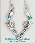 Navajo Onyx and Sterling Silver Earrings