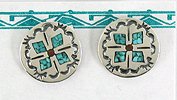 Native American Sterling Silver turquoise chip inlay post Earrings