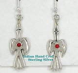 Sterling Silver peyote bird with coral earrings