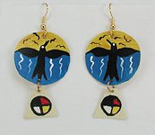 Native American Oglala Lakota rawhide raven spirit earrings