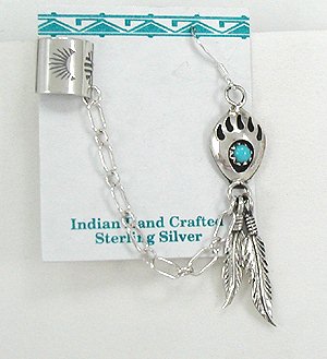Handmade sterling,silver  turquoise ear cuff