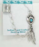 Navajo turquoise and Sterling Silver feather ear cuff