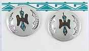 Native American Navajo chip inlay peyote bird earrings