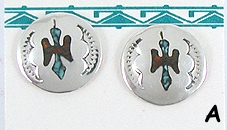  Native American Navajo chip inlay peyote bird earrings