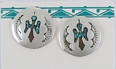 Native American Navajo chip inlay peyote bird earrings