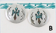 Native American Navajo chip inlay peyote bird earrings