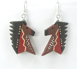 Native American carved bone horse earrings