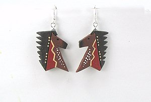 Native American carved bone horse earrings