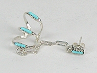 Navajo turquoise and Sterling Silver Ear cuff with stud