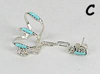Handmade sterling,silver  Turquoise Needlepoint post earrings.