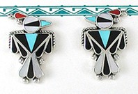 Native American Navajo chip inlay peyote bird earrings