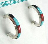 Native American Zuni inlay hoop earrings