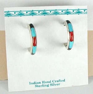 Zuni Catherdral Turquoise and Sterling Silver Earrings