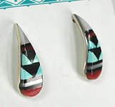 Native American Zuni inlay hoop earrings