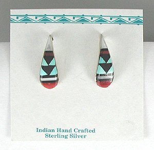 Zuni Catherdral Turquoise and Sterling Silver Earrings