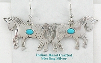 Sterling Silver and Turquoise Appaloosa horse earrings