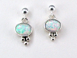 Navajo Catherdral Turquoise and Sterling Silver Earrings