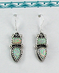 Native American Navajo sterling silver opal earrings